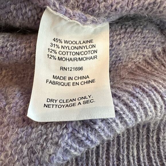 DemyLee x J Crew Purple Puff Sleeve Pom Pom Sweater SZ XXS - Picture 3 of 7